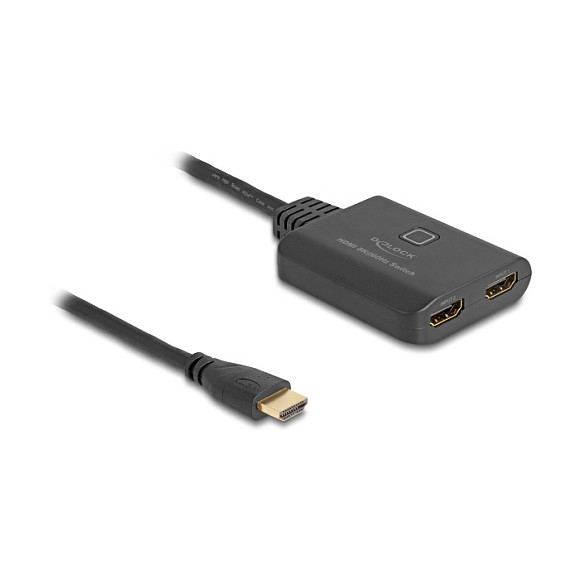HDMI Switch DELOCK 2x1 8K 60Hz (integrirani kabel 50cm, HDCP 2.3, HDR)