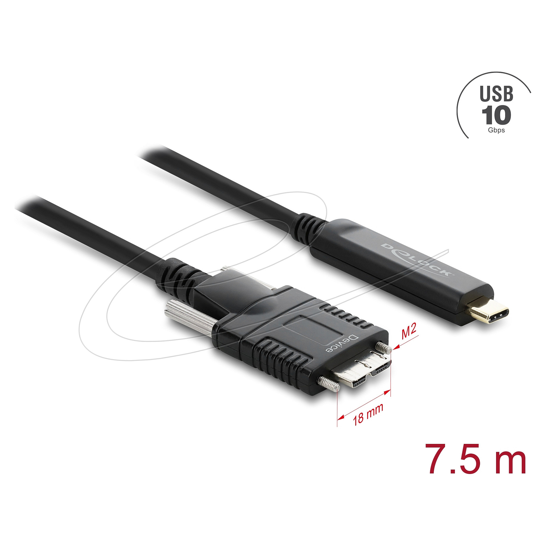 Aktivni optički USB kabel DELOCK 83629 (USB-C na Micro-B s vijcima, 10 Gbps, 7.5 m)-0
