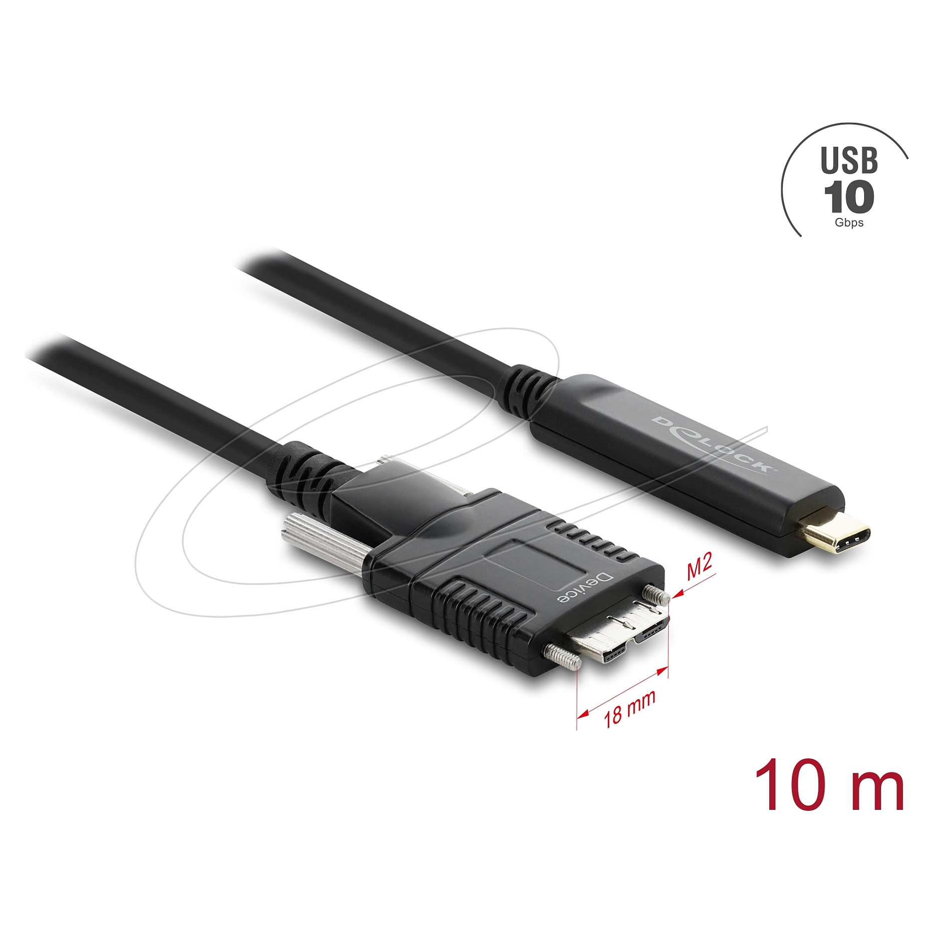 USB kabel DELOCK Aktivni Optički 83632 (USB-C na Micro-B, 10 Gbps, 10 m, s vijcima)
