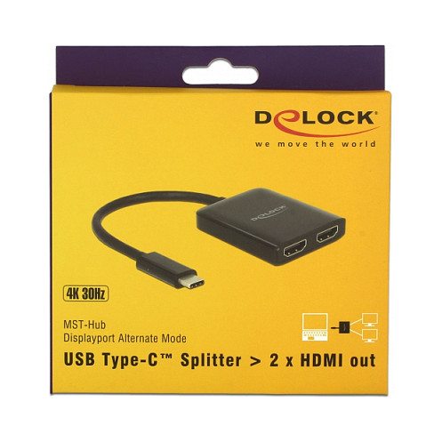 Adapter DELOCK USB-C na 2x HDMI + DisplayPort MST Splitter (8K 30 Hz, Triple Display)-1