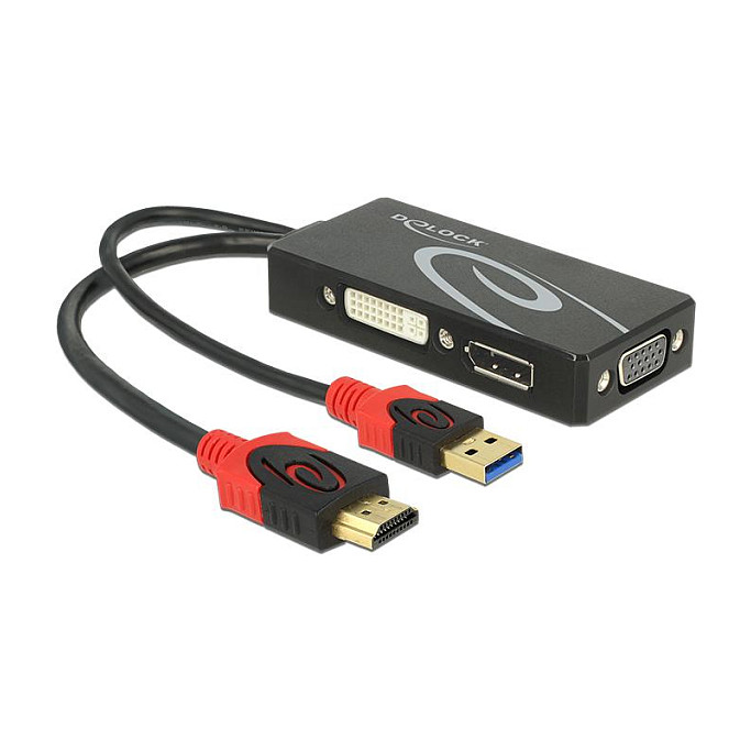 Adapter DELOCK 62959 HDMI na DVI / DisplayPort / VGA (4K 30 Hz)