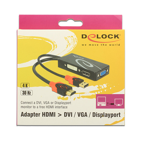 Adapter DELOCK 62959 HDMI na DVI / DisplayPort / VGA (4K 30 Hz)-2