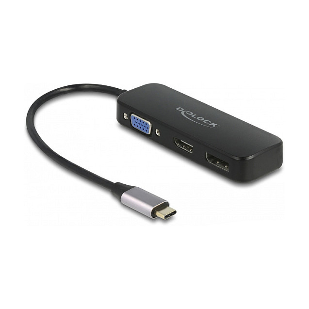 Adapter DELOCK USB-C na DisplayPort / HDMI / VGA (3-u-1, 4K 60Hz)