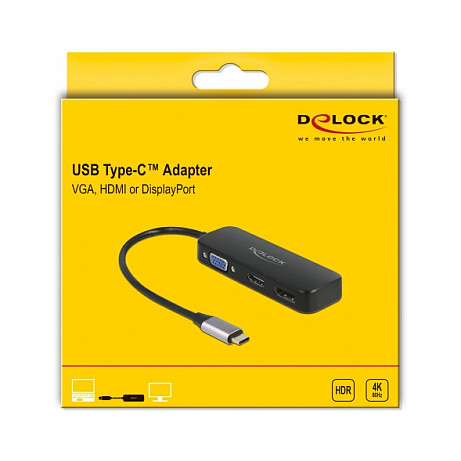 Adapter DELOCK USB-C na DisplayPort / HDMI / VGA (3-u-1, 4K 60Hz)-1