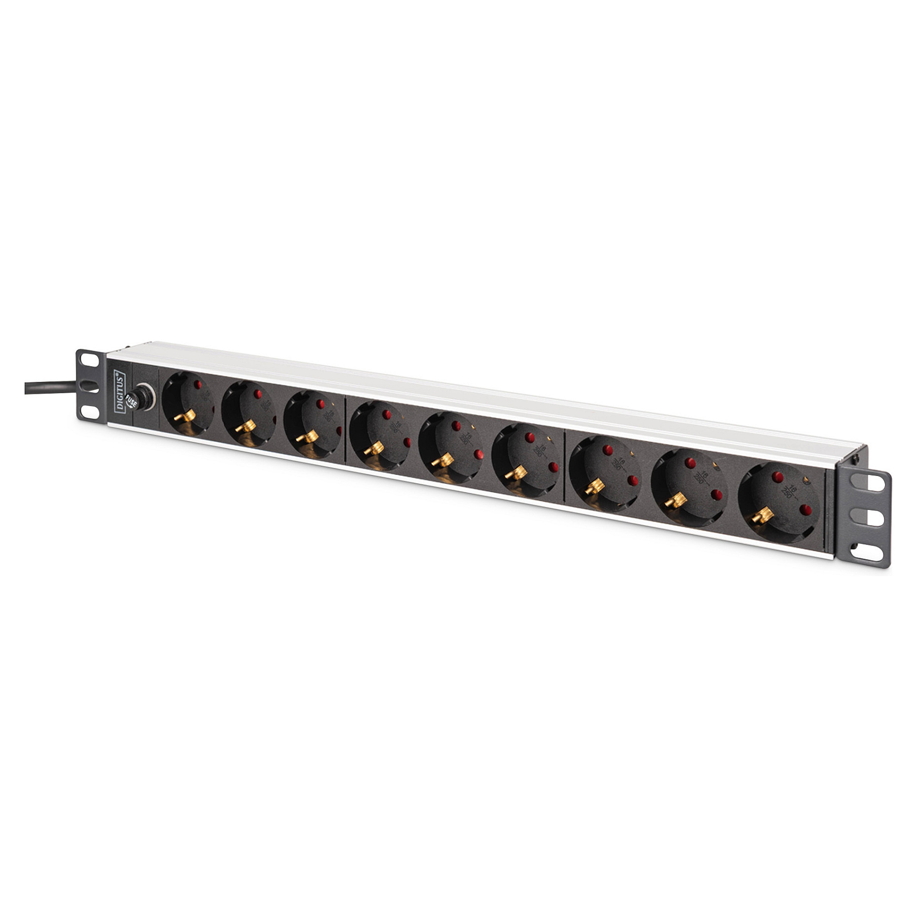 Strujna letva DIGITUS DN-95412 (19", 1U, 9x Schuko, 2m kabel, aluminijska)-0
