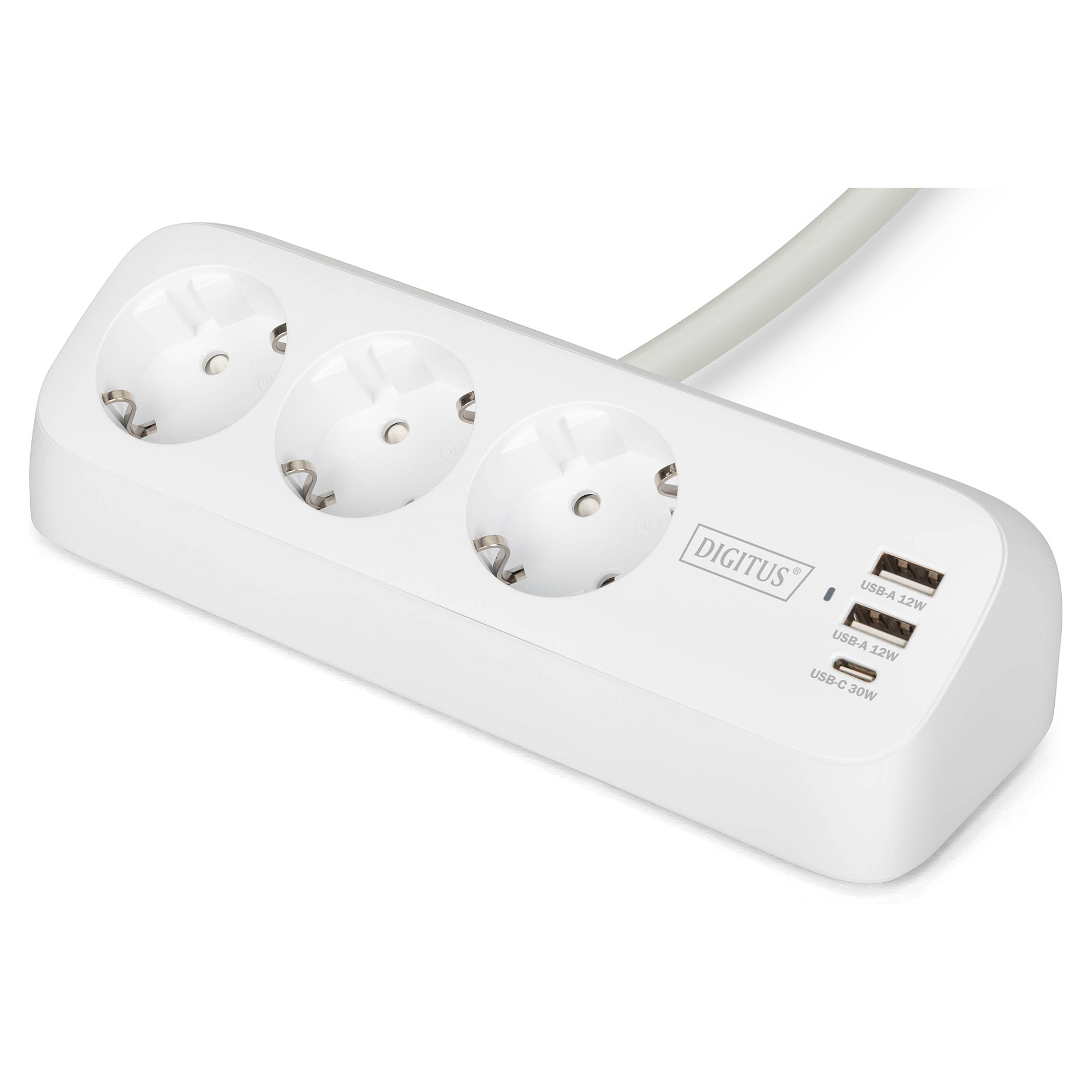 Letva s utičnicama DIGITUS DA-70621 (2x šuko, 2x USB-A, 1x USB-C PD 30W, 1.5m)