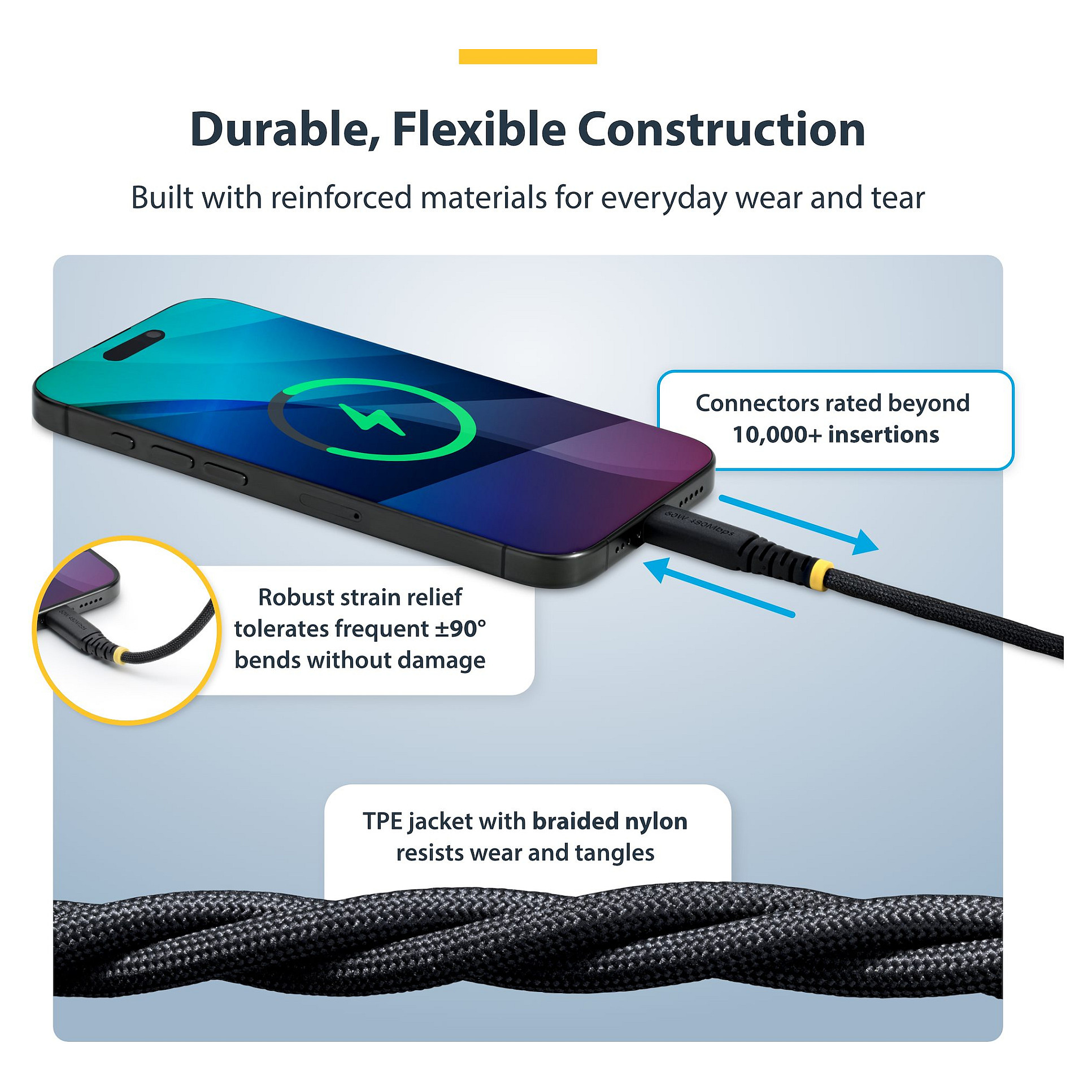 USB-C kabel STARTECH.COM R2-15CM-USB-C-CABLE (15cm, 60W PD, 3A, USB 2.0, pleteni)-6