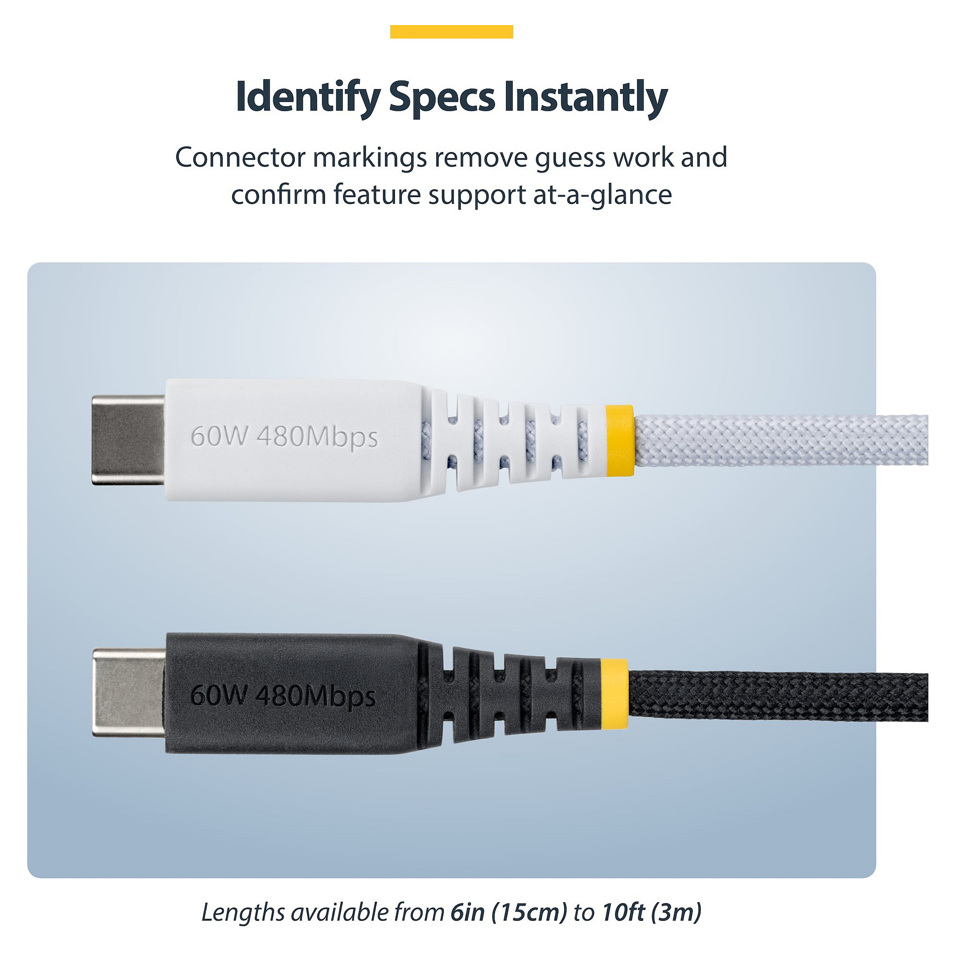 USB-C kabel STARTECH.COM R2CC-30C-USB-CABLE (30cm, 60W 3A PD, pleteni, bijeli)-7