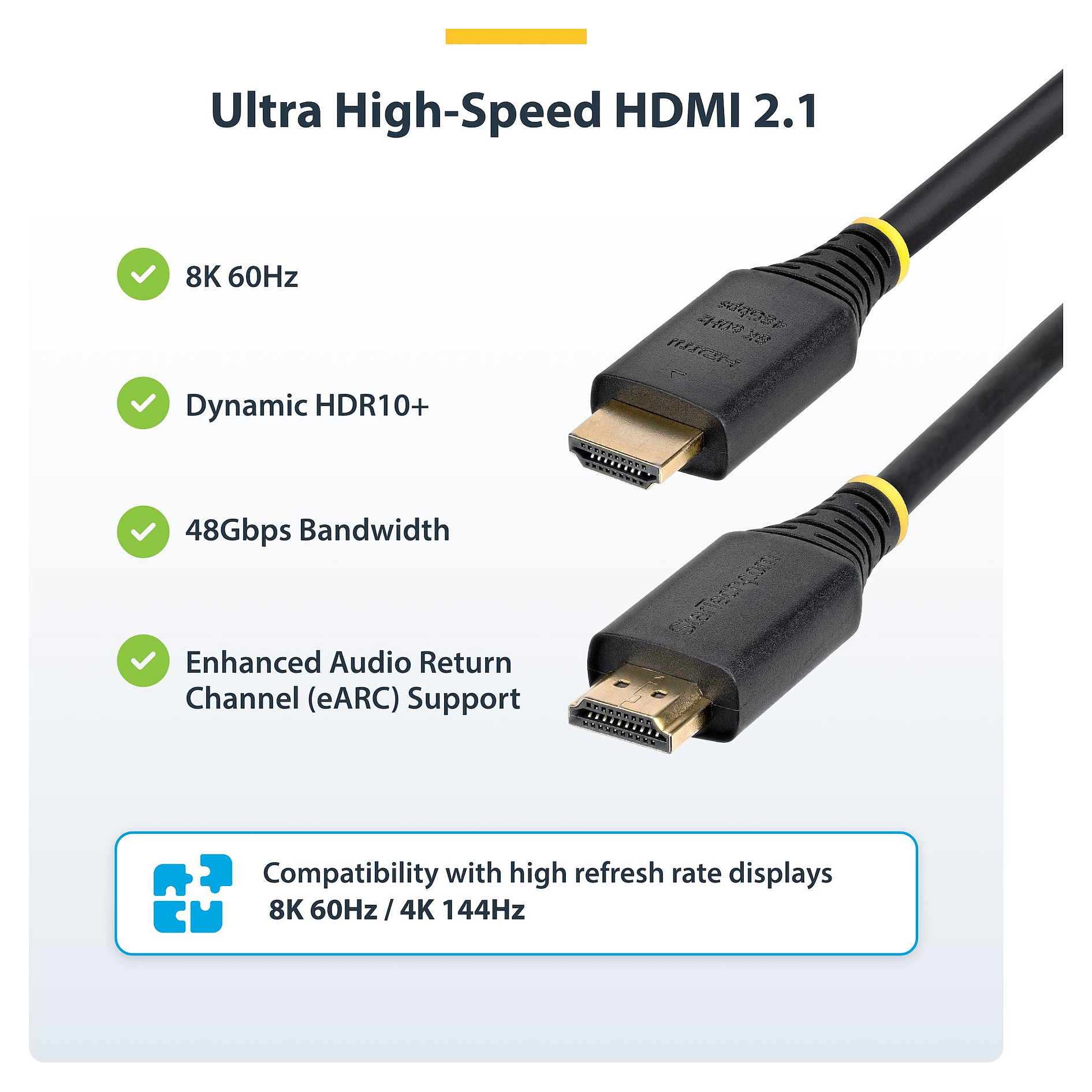 HDMI kabel STARTECH.COM HDMM21V1M (1m, Ultra High Speed, 8K 60Hz, 4K 120Hz, 48Gbps, HDR10+, eARC)-8