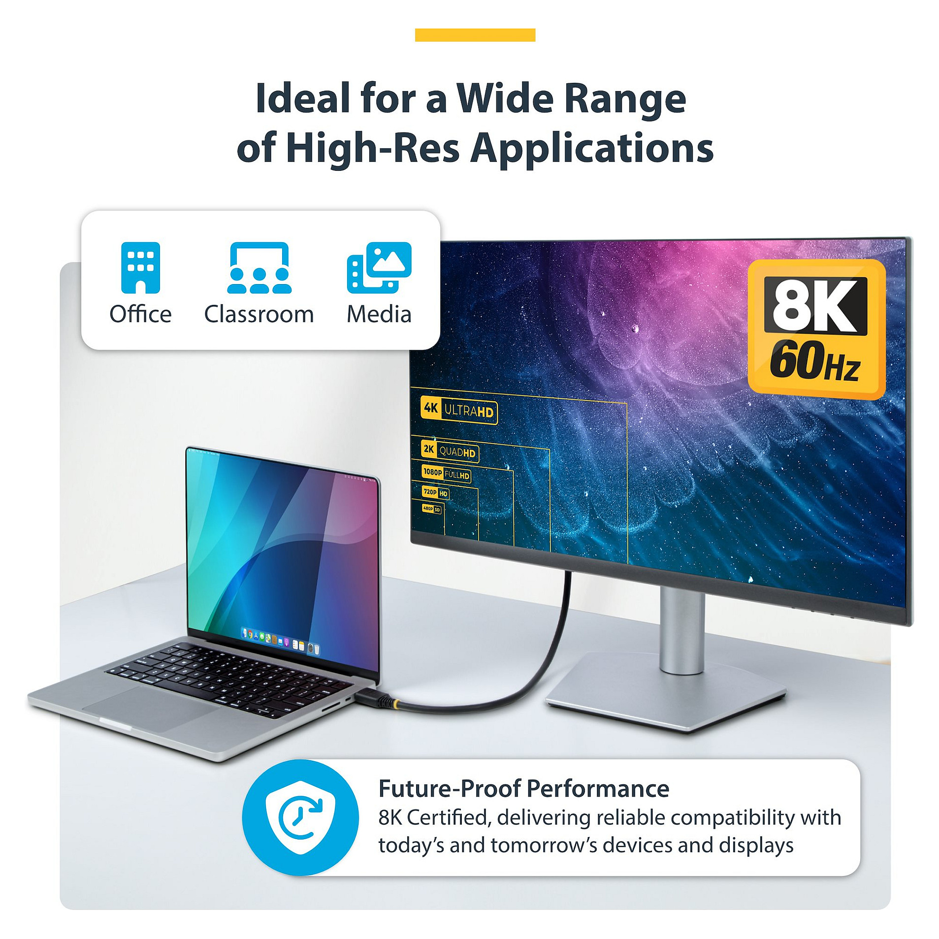 HDMI kabel STARTECH.COM HDMM21V1M (1m, Ultra High Speed, 8K 60Hz, 4K 120Hz, 48Gbps, HDR10+, eARC)-9