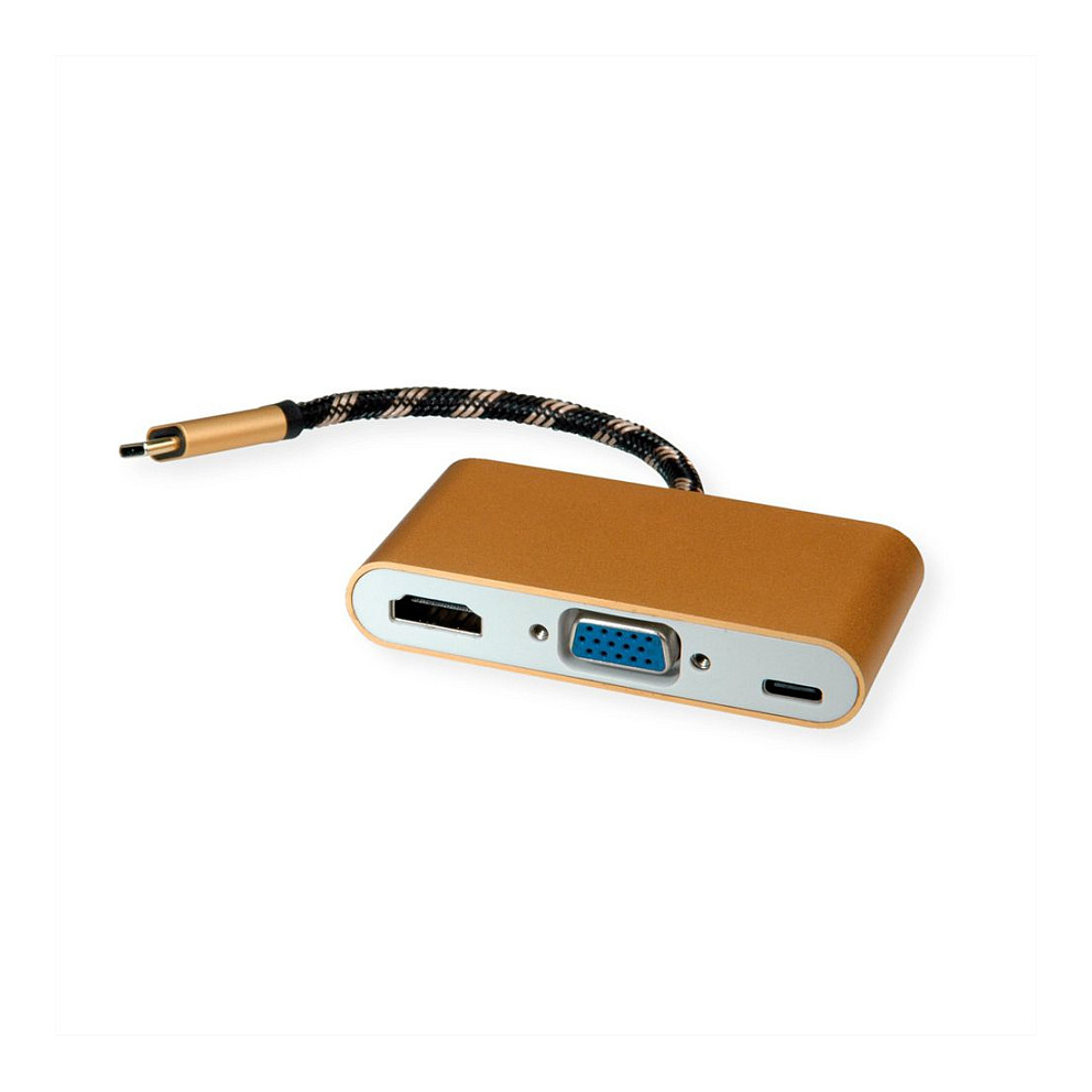 Adapter ROLINE GOLD USB-C na VGA / HDMI + USB-C (PD, 4K@60Hz)-0