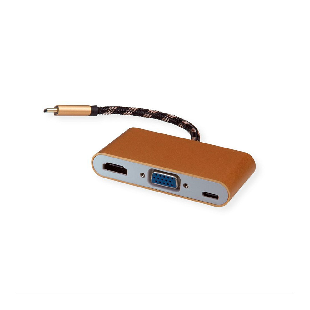 Adapter ROLINE GOLD USB-C na VGA / HDMI + USB-C (PD, 4K@60Hz)-1