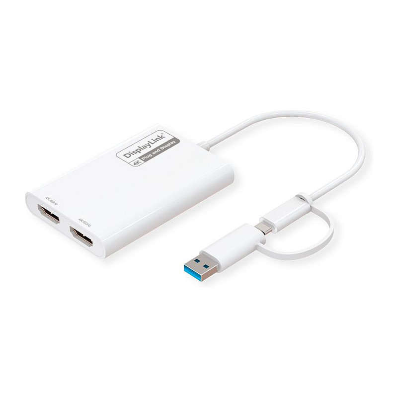 USB-C / USB-A grafički adapter ROLINE Multi-DisplayLink na 2x HDMI (4K@60Hz, DisplayLink)-0