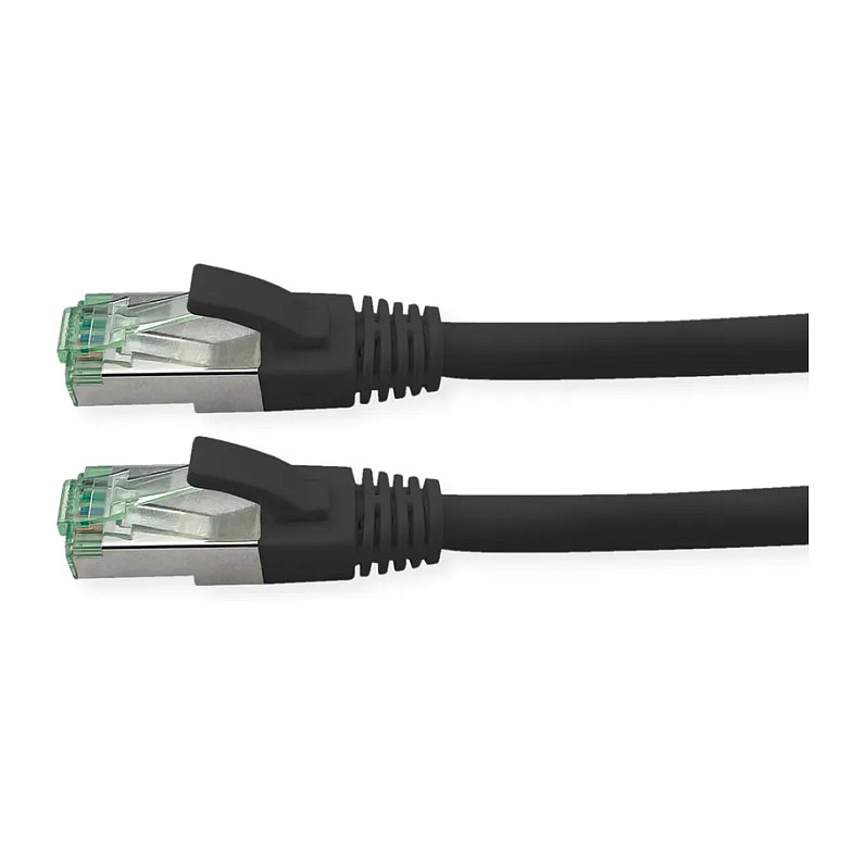 Mrežni kabel ROLINE Cat.6A S/FTP (PiMF), 1m, crni (LSOH, 10 Gbit/s)
