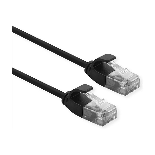 Mrežni kabel ROLINE UTP DataCenter Cat.6A (LSOH, slim, 0.15m, crni)