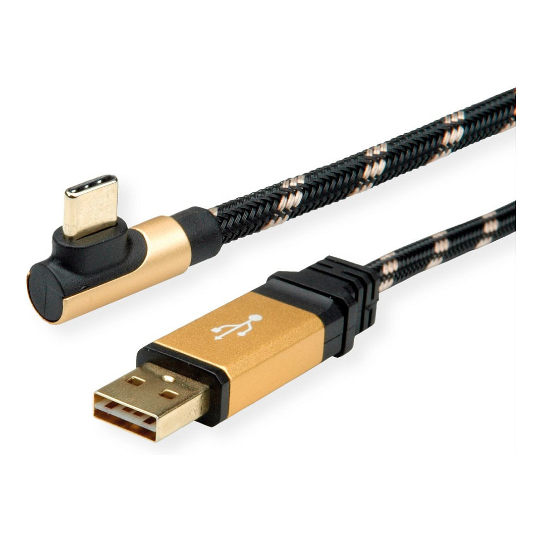 USB kabel ROLINE GOLD USB 2.0 (Reverzibilni USB-A na kutni USB-C, 3m)