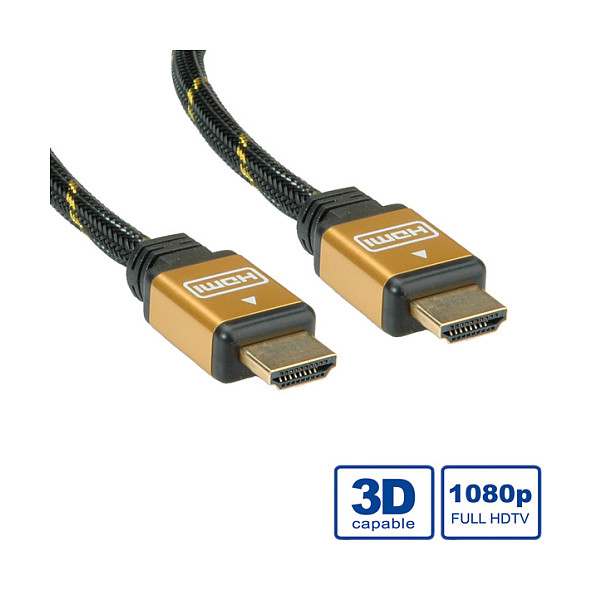 HDMI kabel ROLINE GOLD High Speed with Ethernet (7.5m, 4K@30Hz, ARC)-0