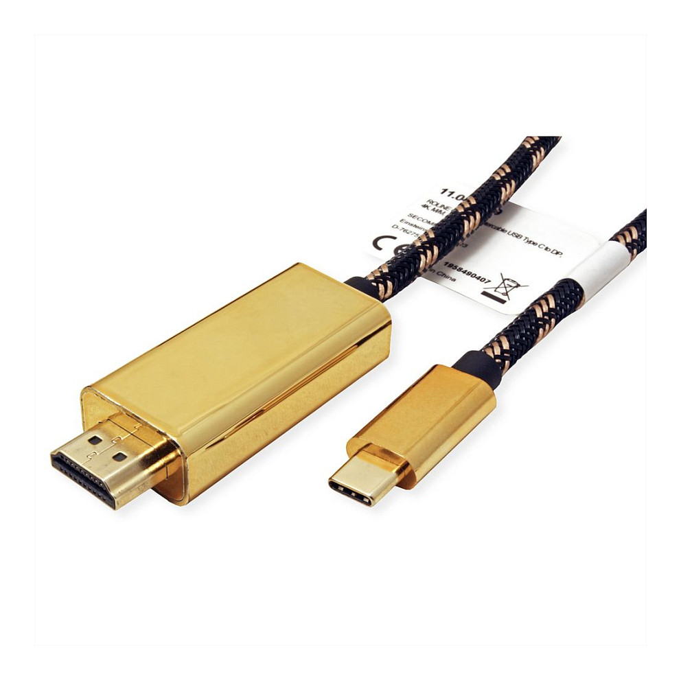 USB-C na HDMI kabel ROLINE GOLD (2m, 4K@60Hz, pozlaćeni konektori)-1