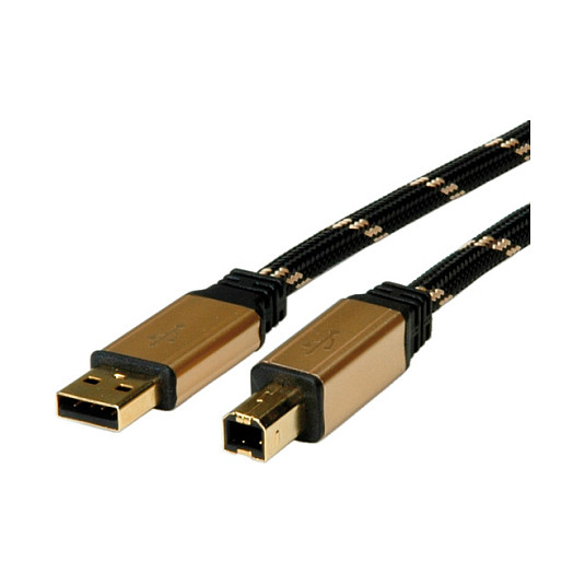 USB kabel ROLINE GOLD 2.0 A-B M/M (4.5m, pozlaćeni konektori, dvostruki oklop)-0