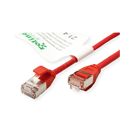 Mrežni kabel ROLINE GREEN U/FTP Cat.6A (LSOH, slim, 0.3m) crveni