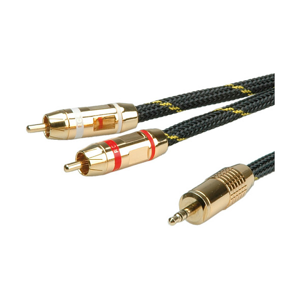 Audio kabel ROLINE GOLD 3.5mm na 2x RCA (Cinch), 10m-0