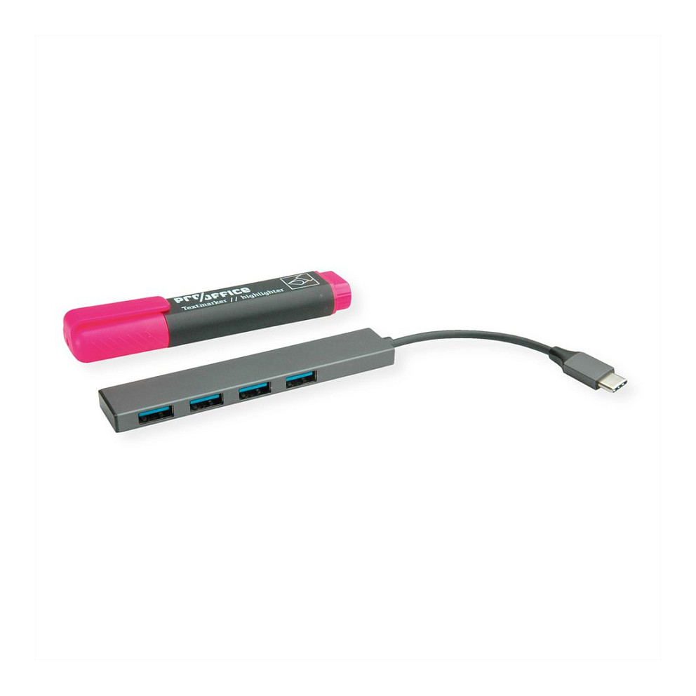 USB Hub ROLINE 4-portni (4x USB-A 3.2, USB-C priključak, 5 Gbit/s)-1