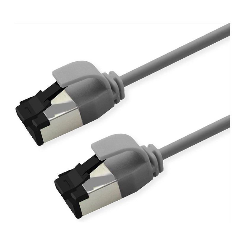 Mrežni kabel ROLINE S/FTP Cat.8.1 Slim (0.3m, PoE, sivi)-0