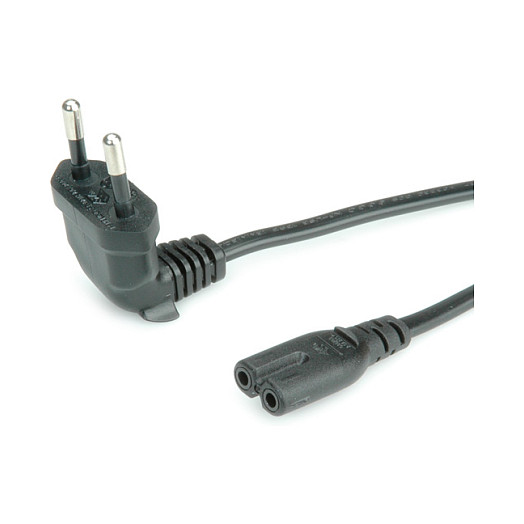 Kabel za napajanje ROLINE Euro utikač na C7 (kutni, 1.8m, crni)-0