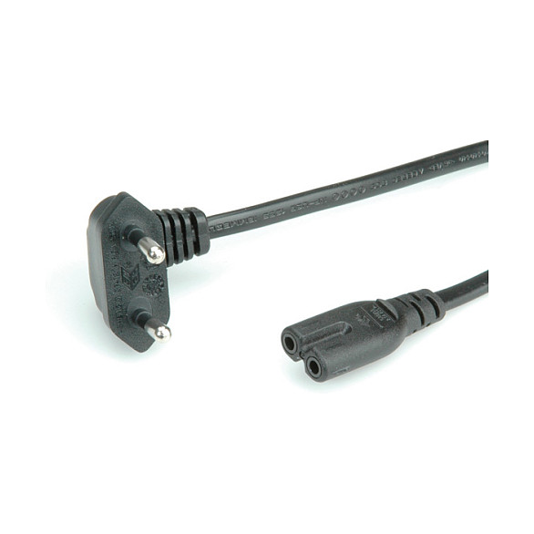 Kabel za napajanje ROLINE Euro utikač na C7 (kutni, 1.8m, crni)-1