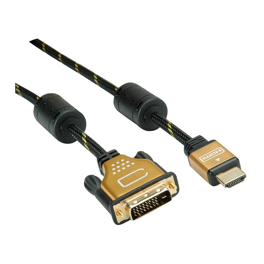 DVI na HDMI kabel ROLINE GOLD (DVI-D 24+1 na HDMI, M/M, 1 m)-0