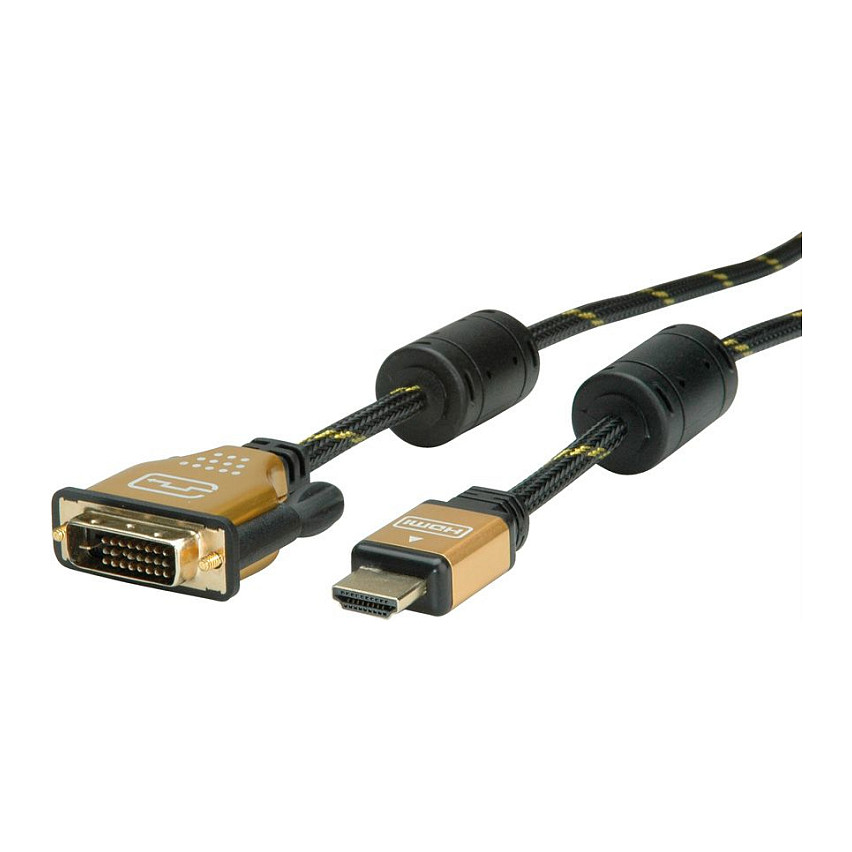 DVI na HDMI kabel ROLINE GOLD (DVI-D 24+1 na HDMI, M/M, 1 m)-1