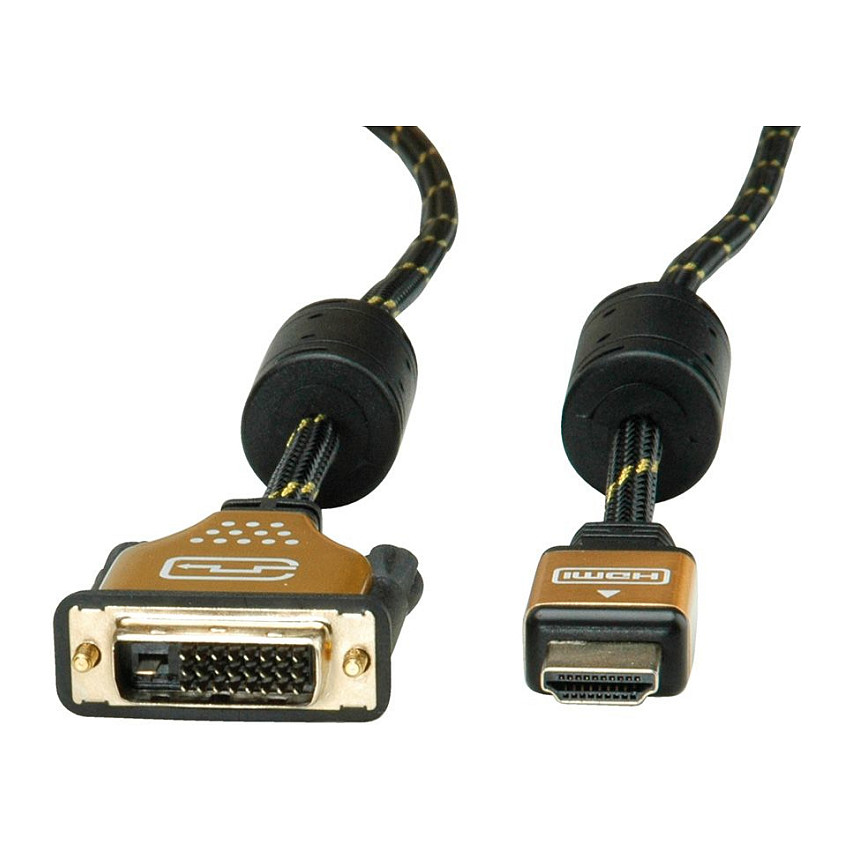 DVI na HDMI kabel ROLINE GOLD (DVI-D 24+1 na HDMI, M/M, 1 m)-2