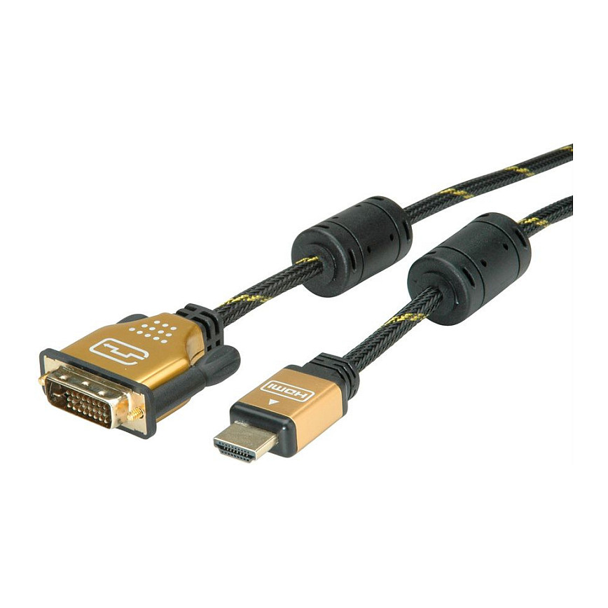 DVI na HDMI kabel ROLINE GOLD (DVI-D 24+1 na HDMI, M/M, 1 m)-3