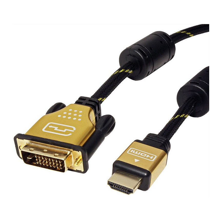 DVI na HDMI kabel ROLINE GOLD (DVI-D 24+1 na HDMI, M/M, 1.5m)