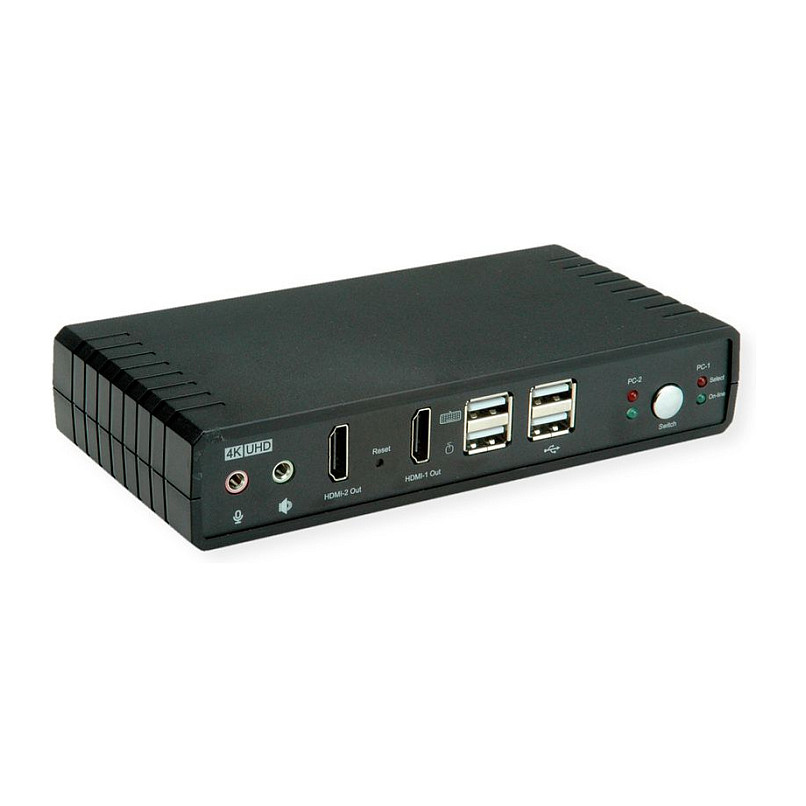 KVM preklopnik ROLINE Dual Head HDMI 4K60 (2 računala, 1 korisnik, USB 3.2 Hub, Audio)-0