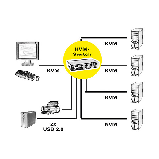 KVM Switch ROLINE DisplayPort USB 2.0 (1 korisnik, 4 računala, 2560x1600)-4