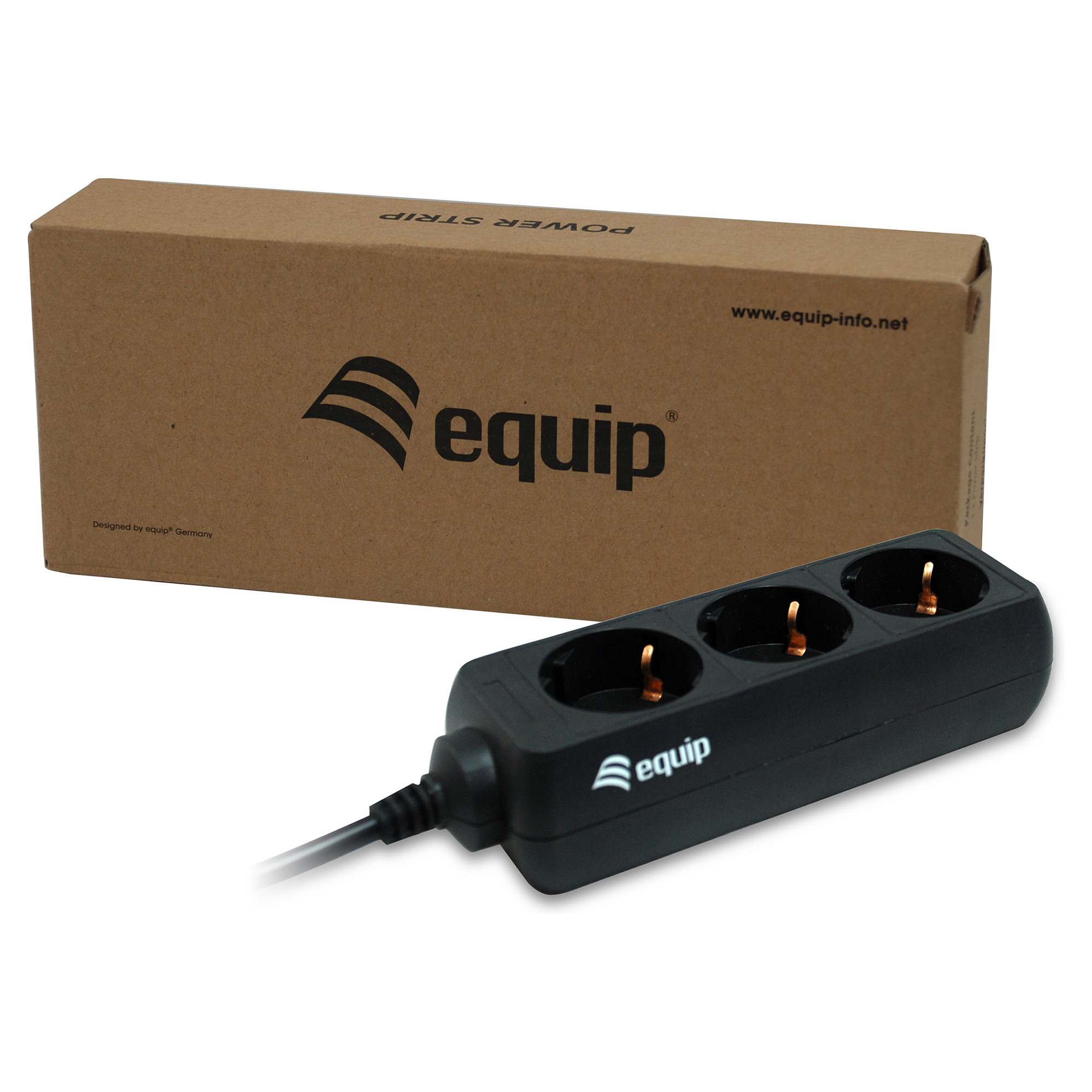 Produžni kabel EQUIP 128950 (3 utičnice, prekidač, 1.1m, crni)-1