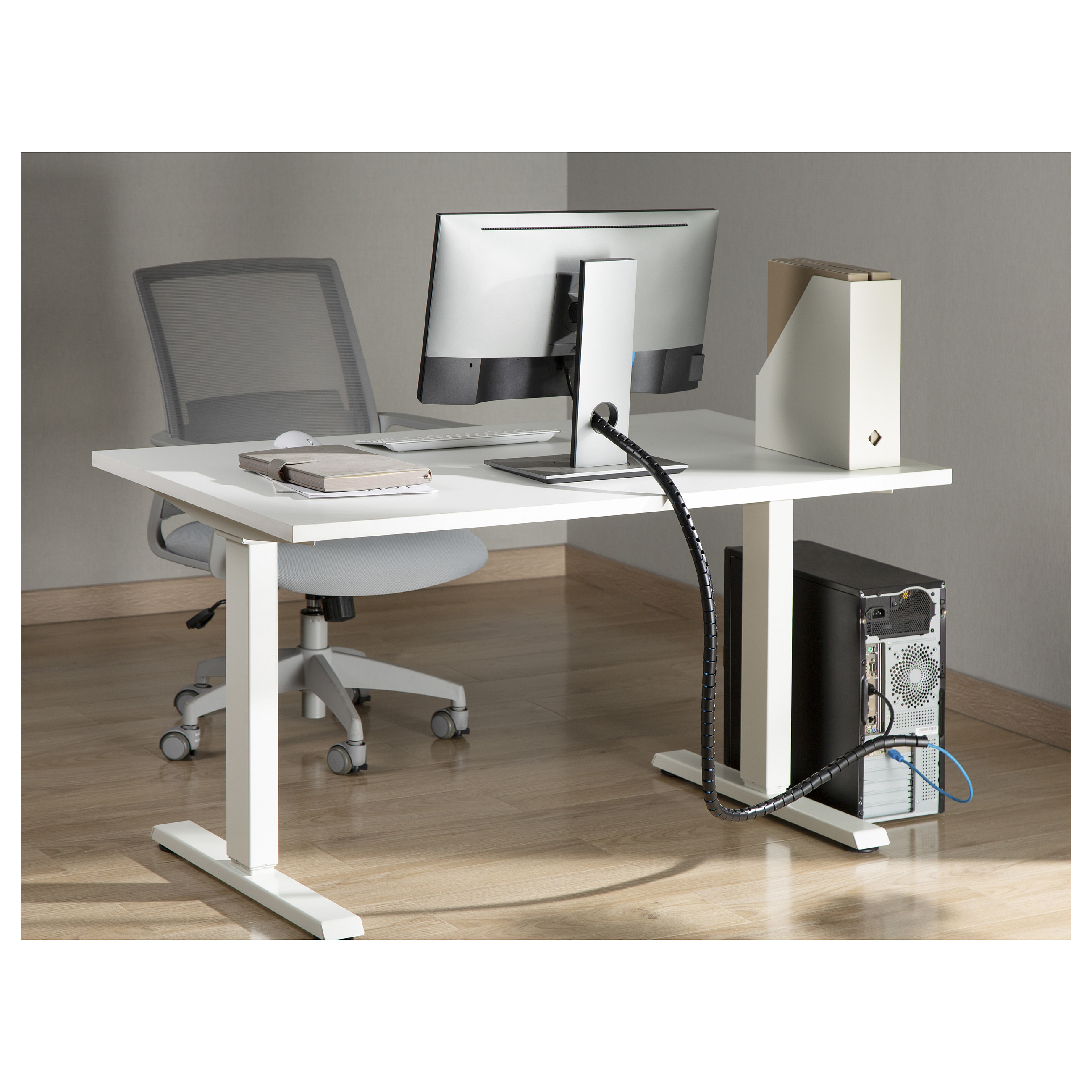 Organizator kabela EQUIP 128952 spiralni (1.3m, s nosačem za stol, crni)-4