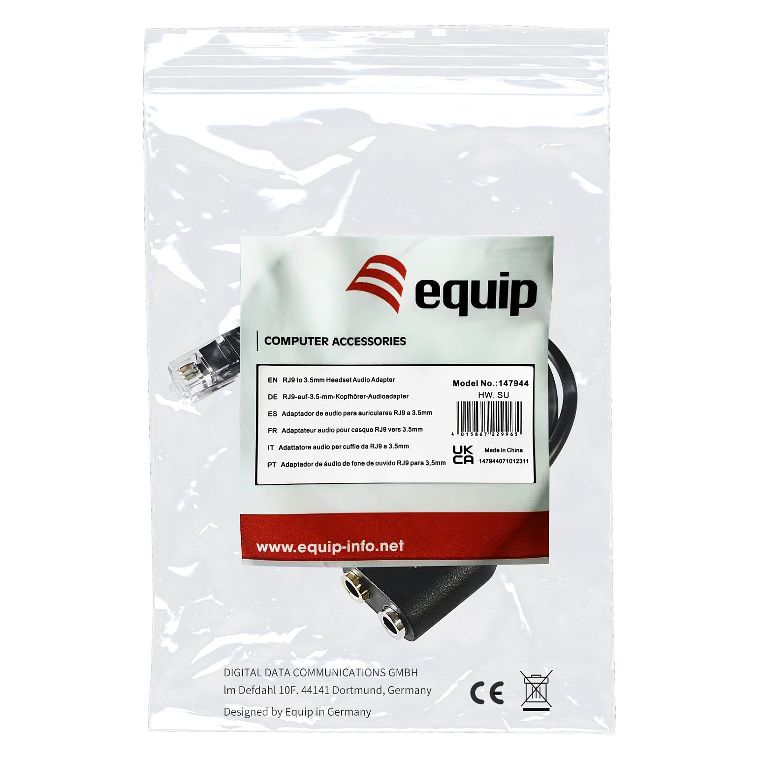 Adapter EQUIP 133460 (RJ9 na 2x 3.5mm, 0.2m) za PC slušalice-8