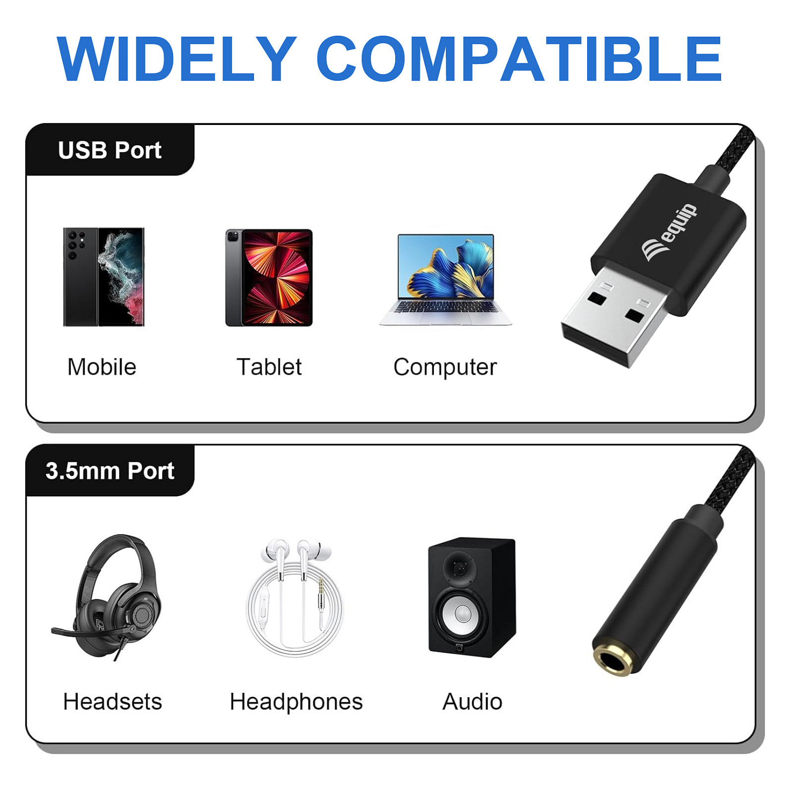USB-A audio adapter EQUIP 133491 (USB-A na 3.5mm, DAC, 0.15m)-2