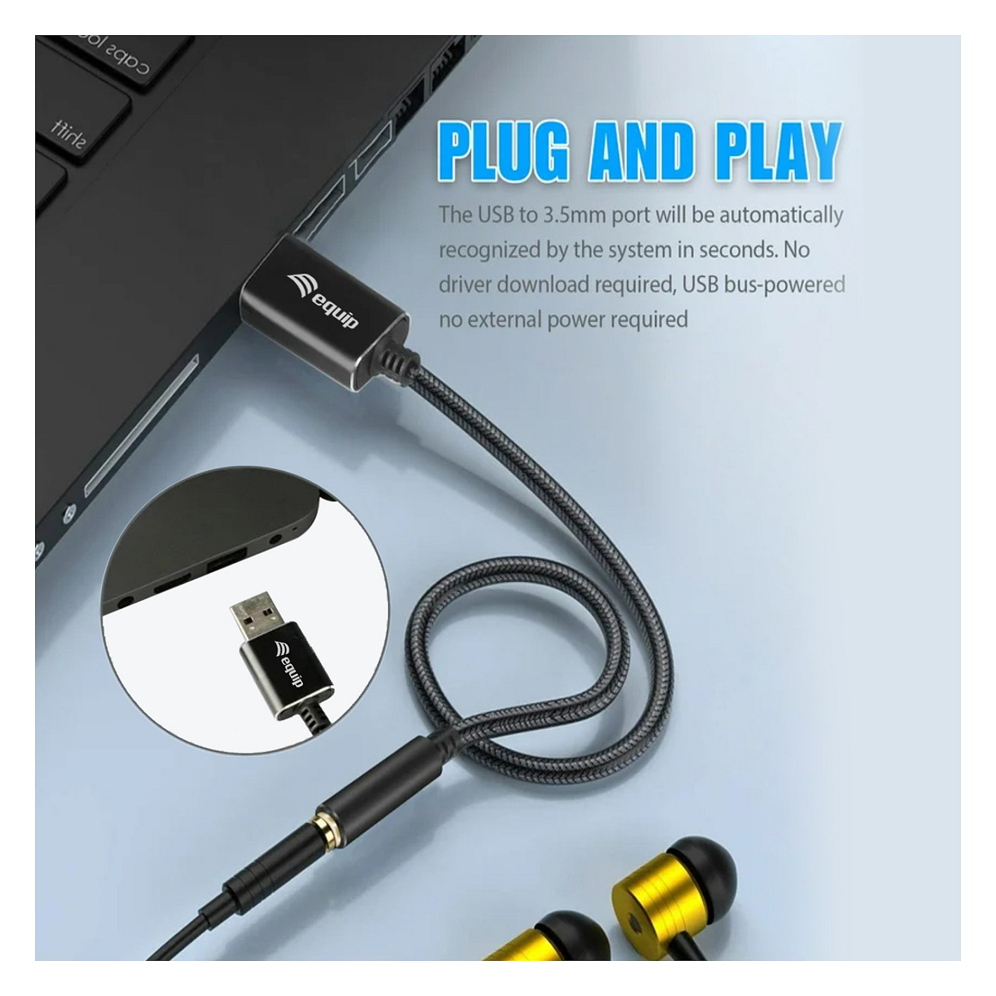 USB-A audio adapter EQUIP 133491 (USB-A na 3.5mm, DAC, 0.15m)-3