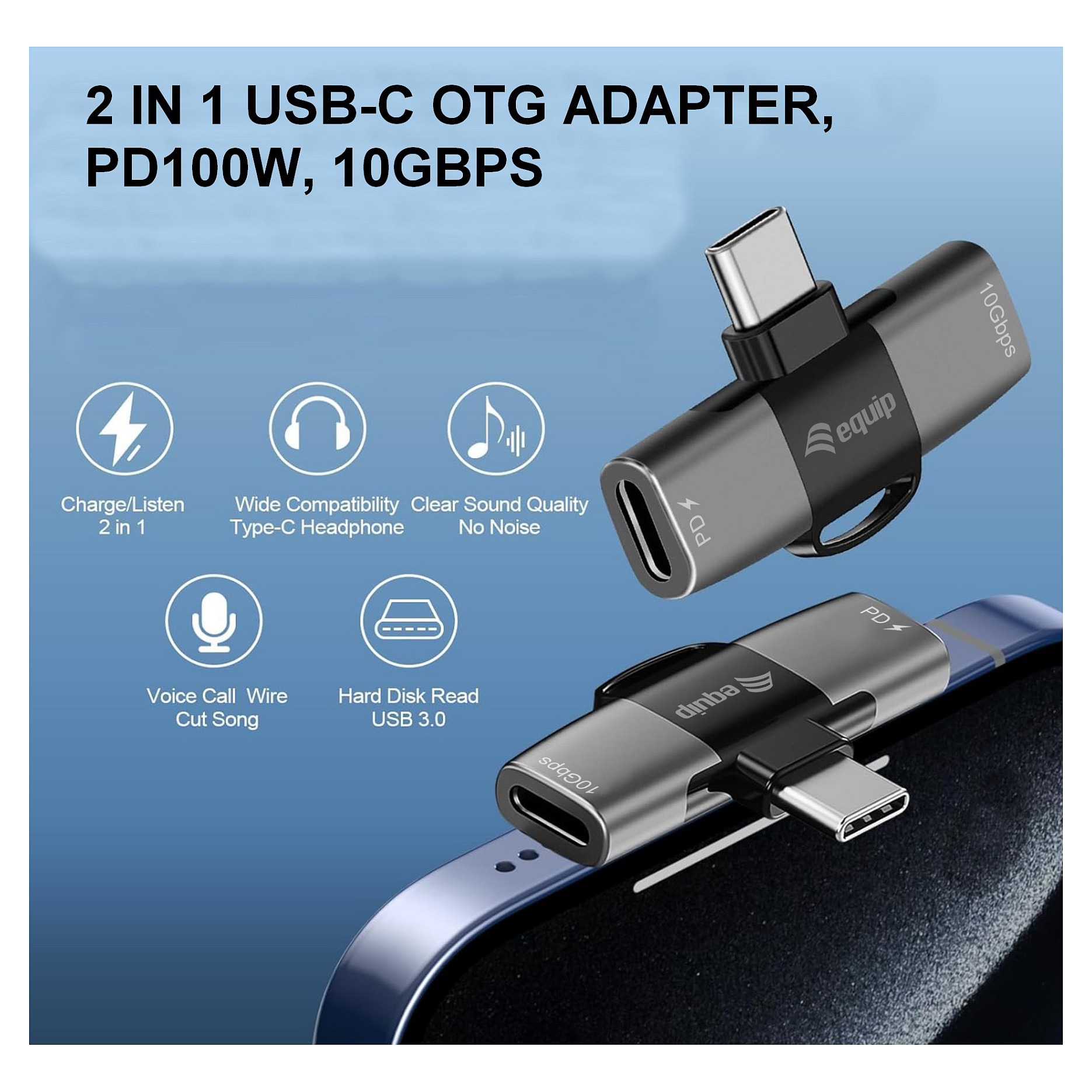 Adapter EQUIP 133496 USB-C na 2x USB-C (10Gbps, PD 100W)-11