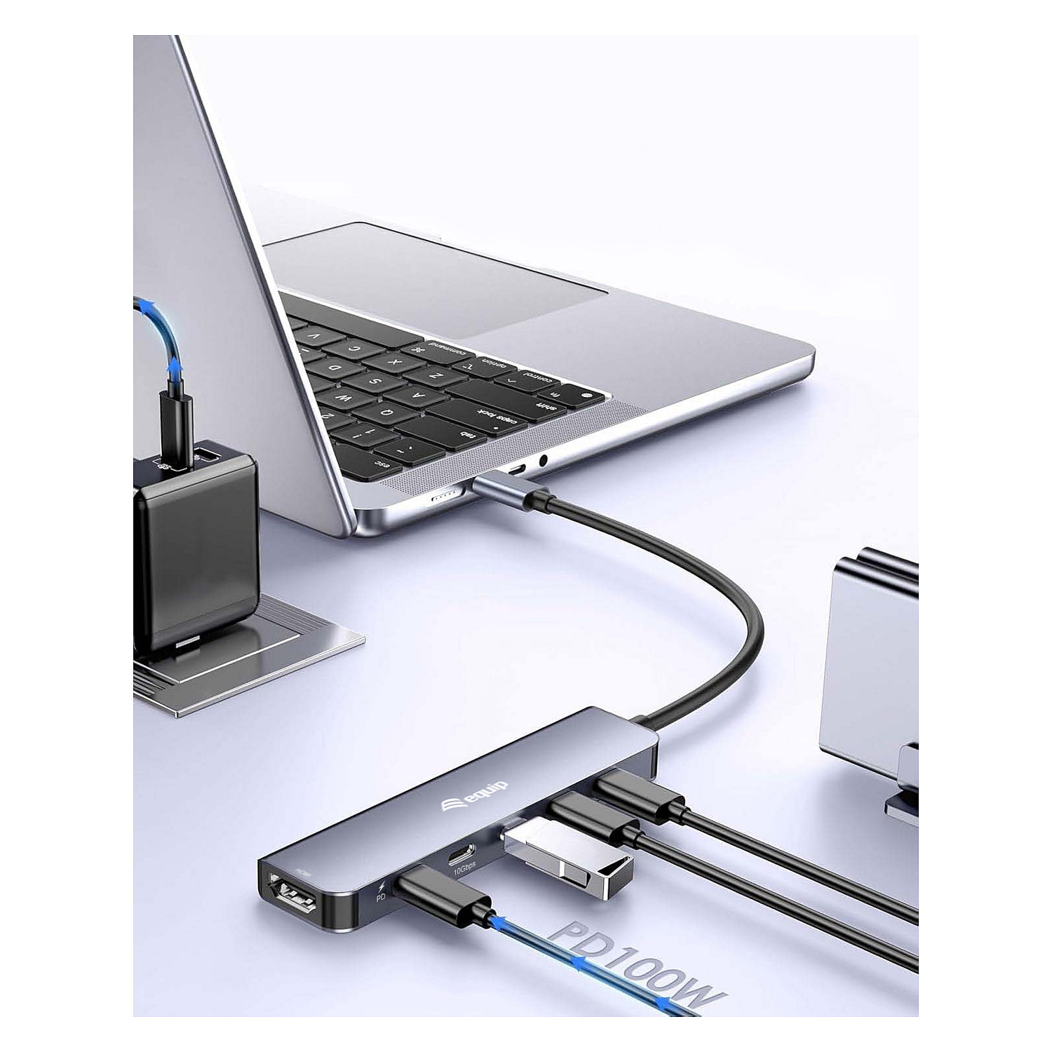 USB-C adapter EQUIP 133493 4-u-1 (HDMI 4K@60Hz, 2x USB-C, USB-C PD 100W)-1