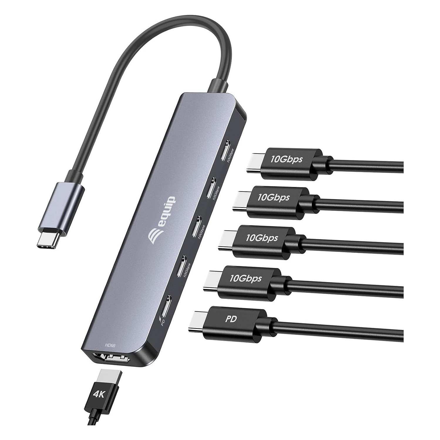 USB-C adapter EQUIP 133493 4-u-1 (HDMI 4K@60Hz, 2x USB-C, USB-C PD 100W)-2
