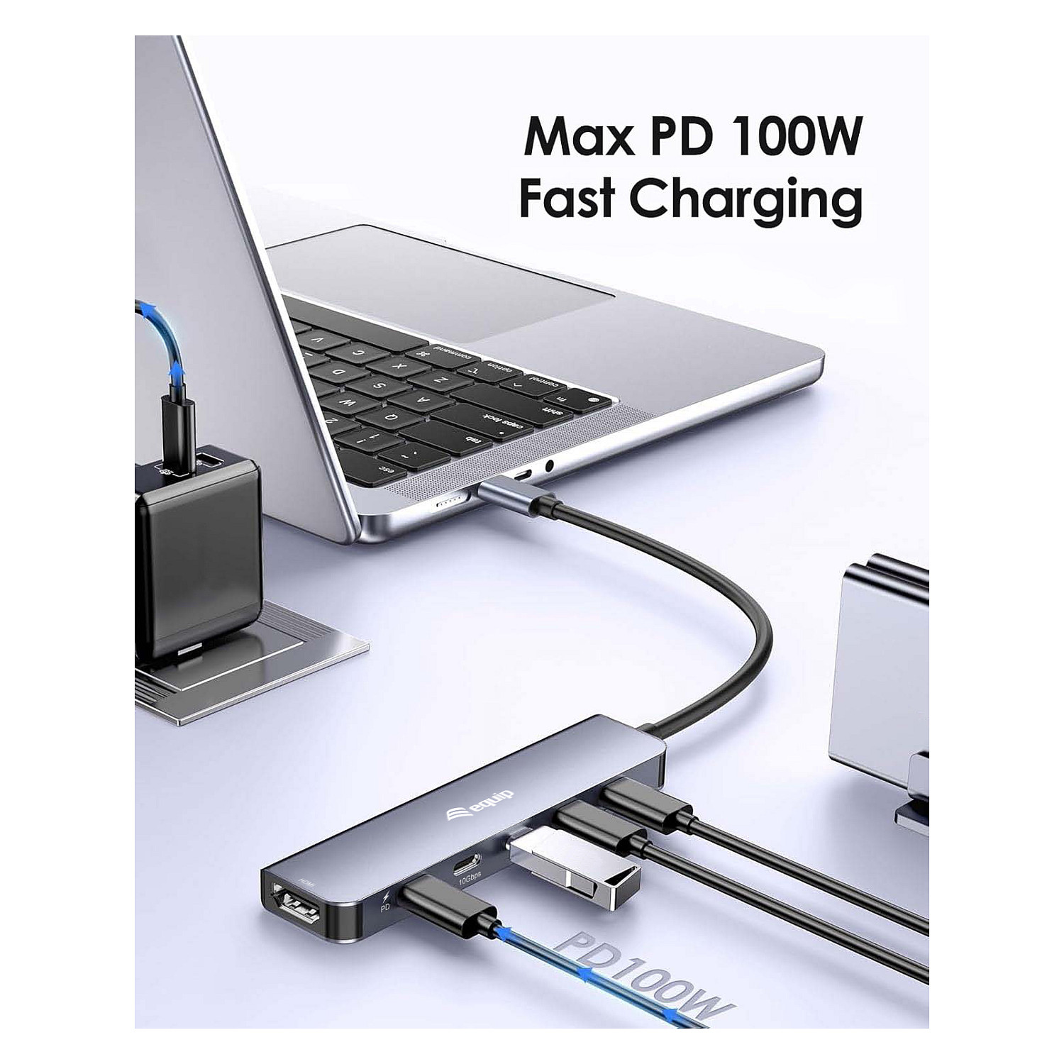 USB-C adapter EQUIP 133493 4-u-1 (HDMI 4K@60Hz, 2x USB-C, USB-C PD 100W)-5