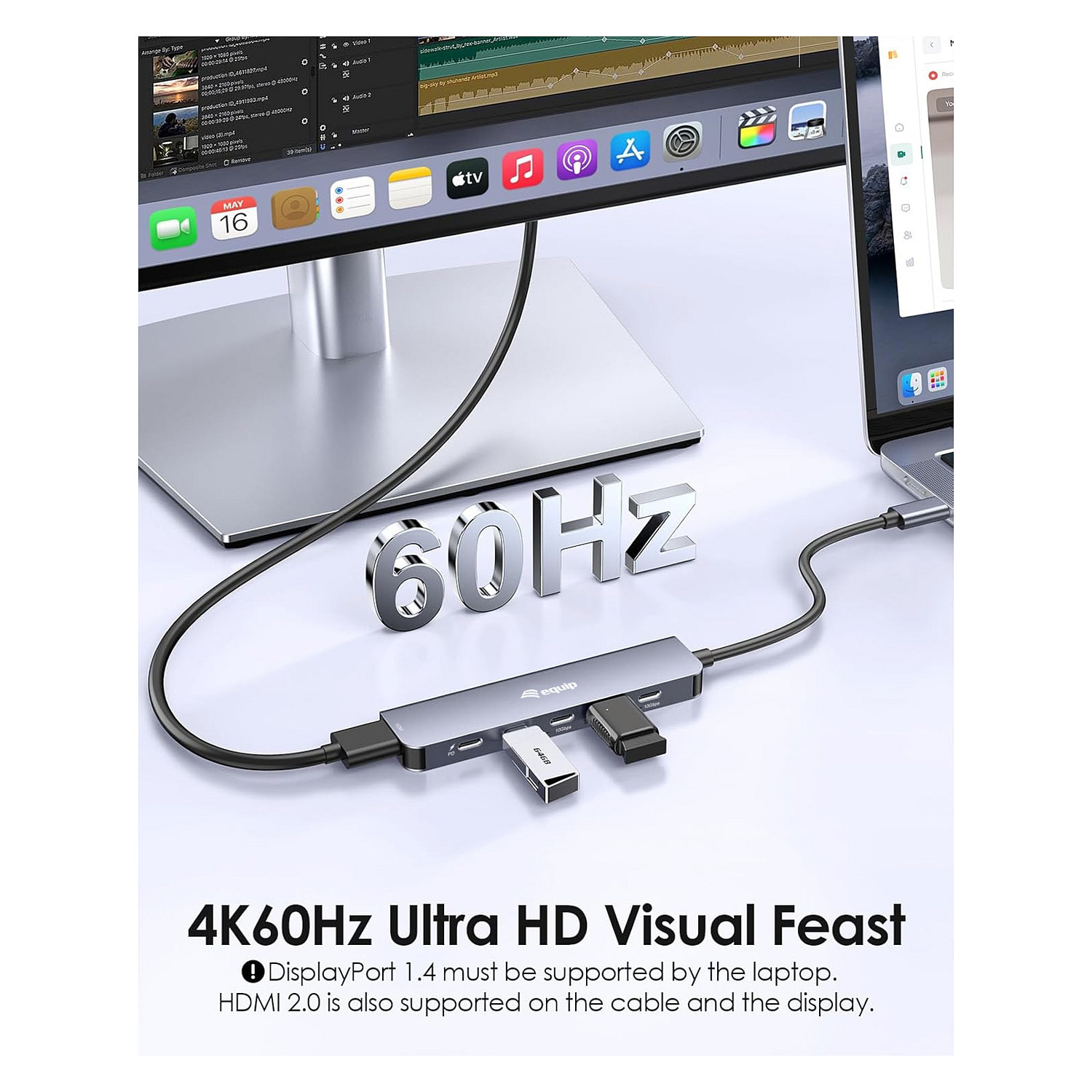USB-C adapter EQUIP 133493 4-u-1 (HDMI 4K@60Hz, 2x USB-C, USB-C PD 100W)-7