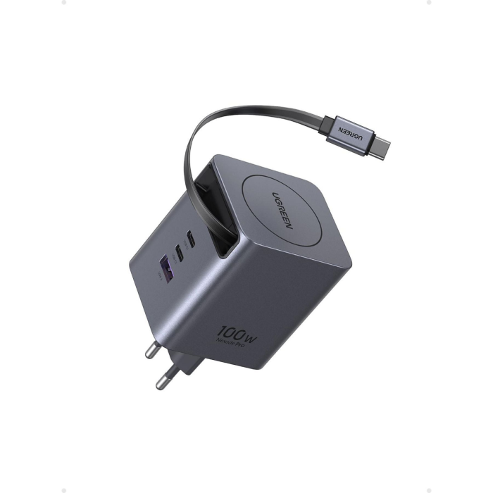 Punjač UGREEN Nexode 65828 100W GaN s uvlačivim USB-C kabelom-3