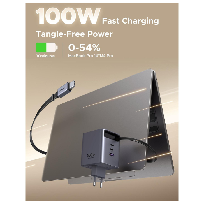 Punjač UGREEN Nexode 65828 100W GaN s uvlačivim USB-C kabelom-10