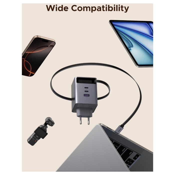 Punjač UGREEN Nexode 65828 100W GaN s uvlačivim USB-C kabelom-4