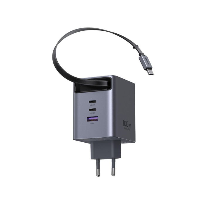 Punjač UGREEN Nexode 65828 100W GaN s uvlačivim USB-C kabelom